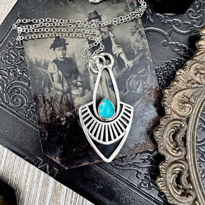Tibetan Turquoise Necklace in Fine Silver / Foxlark Collection - One of a Kind