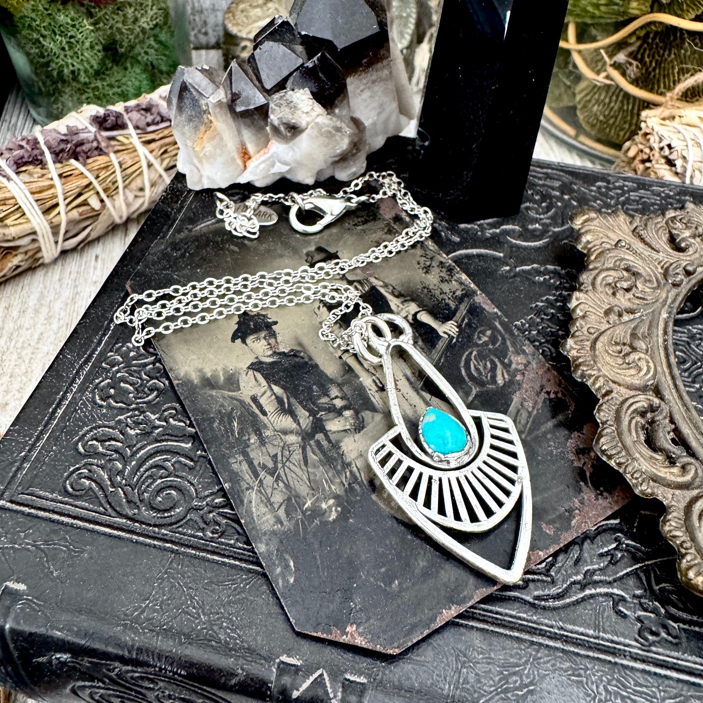 Tibetan Turquoise Necklace in Fine Silver / Foxlark Collection - One of a Kind