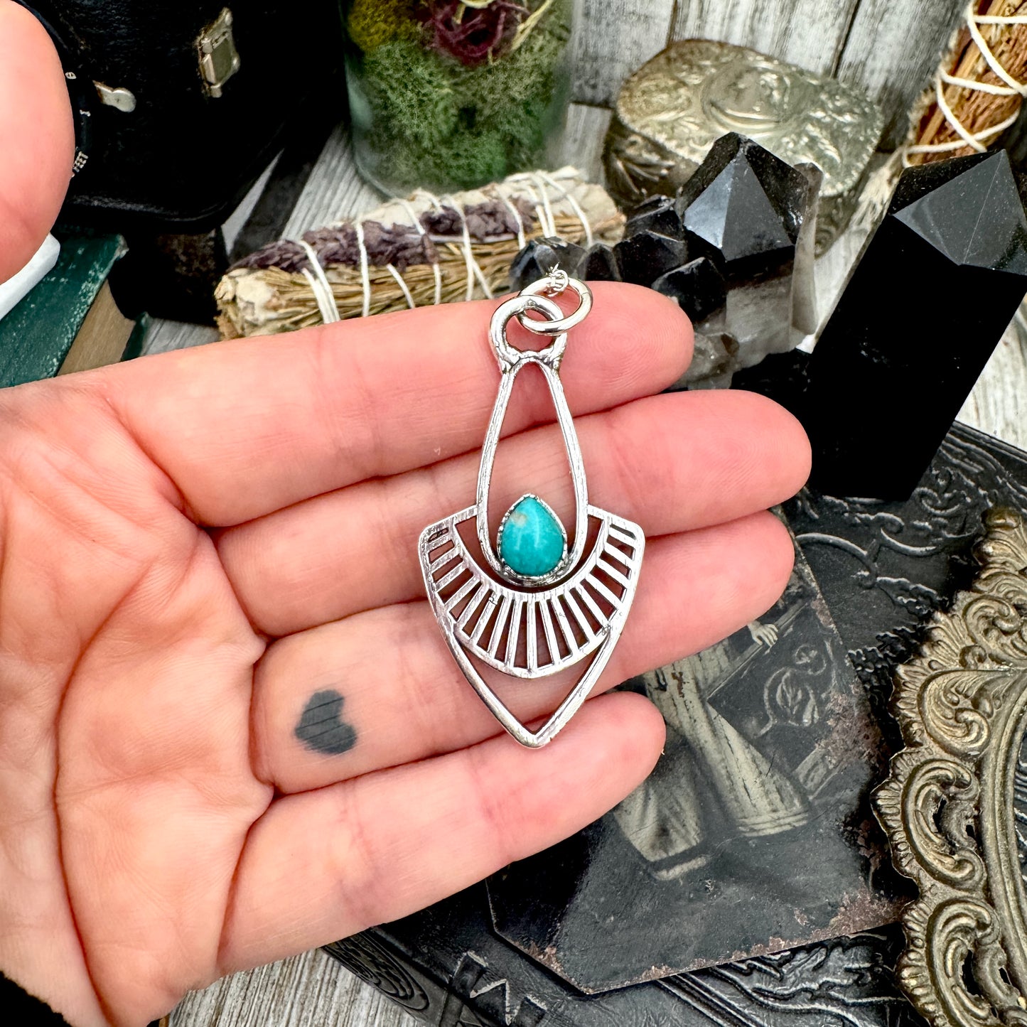 Tibetan Turquoise Necklace in Fine Silver / Foxlark Collection - One of a Kind