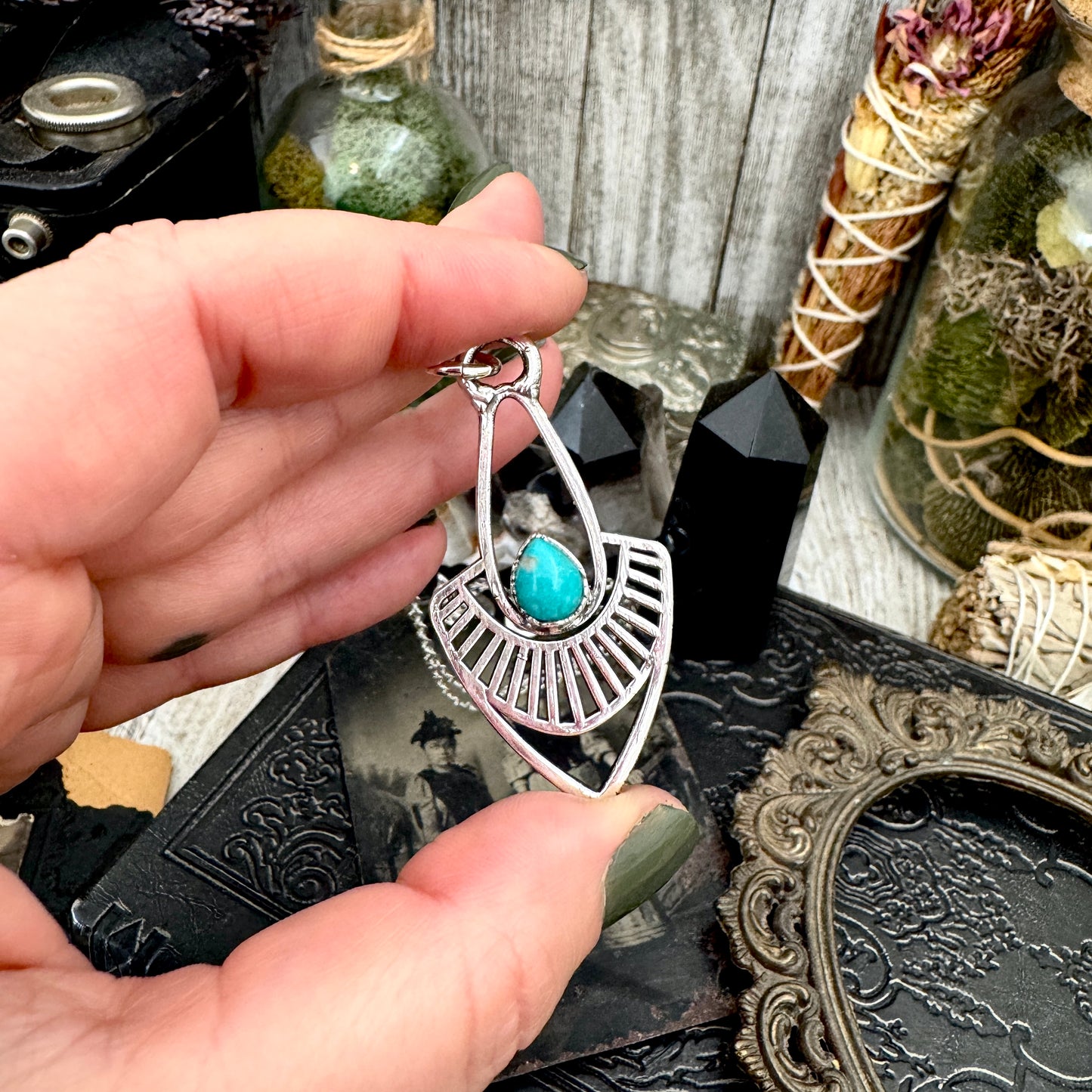 Tibetan Turquoise Necklace in Fine Silver / Foxlark Collection - One of a Kind