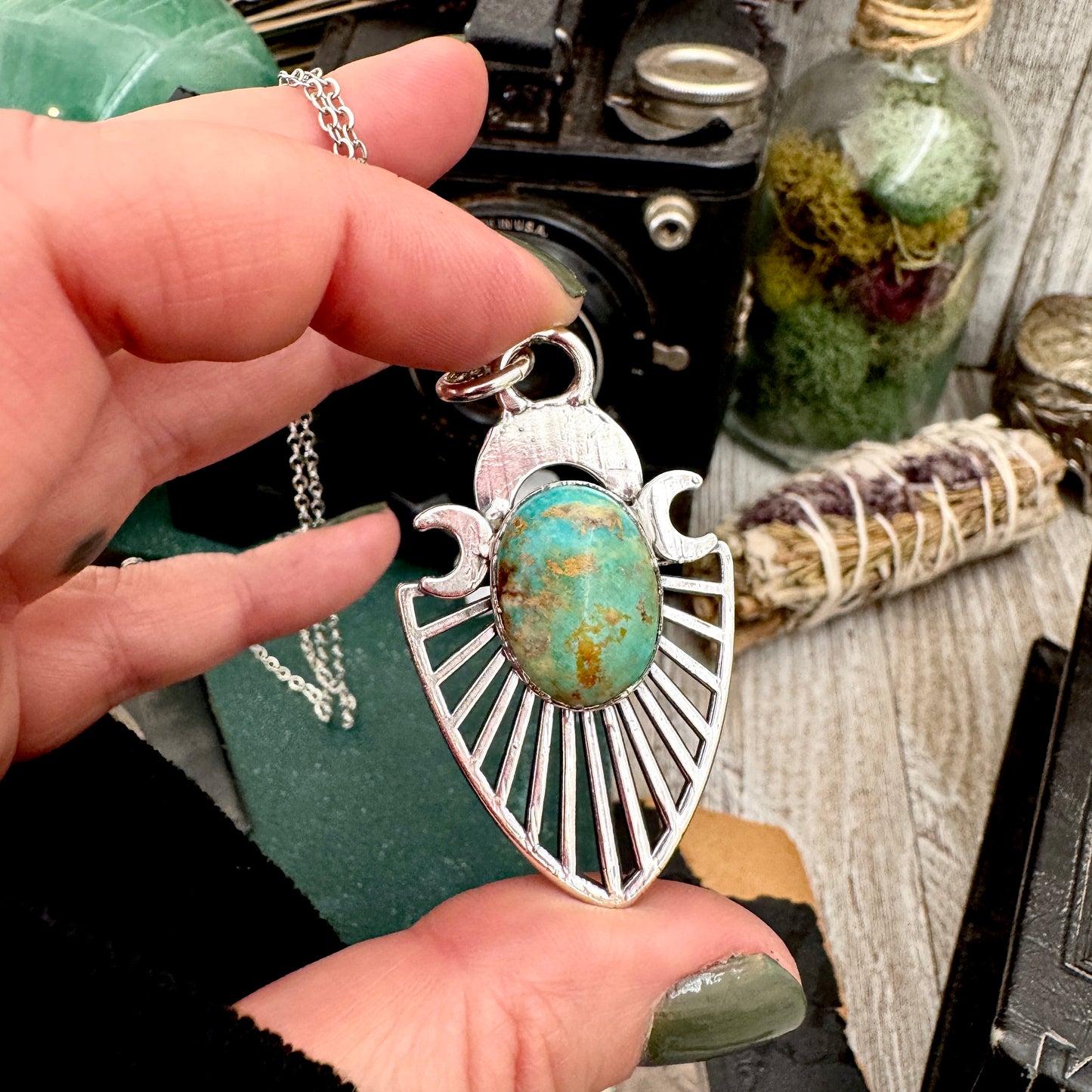 Tibetan Turquoise Necklace in Fine Silver / Foxlark Collection - One of a Kind