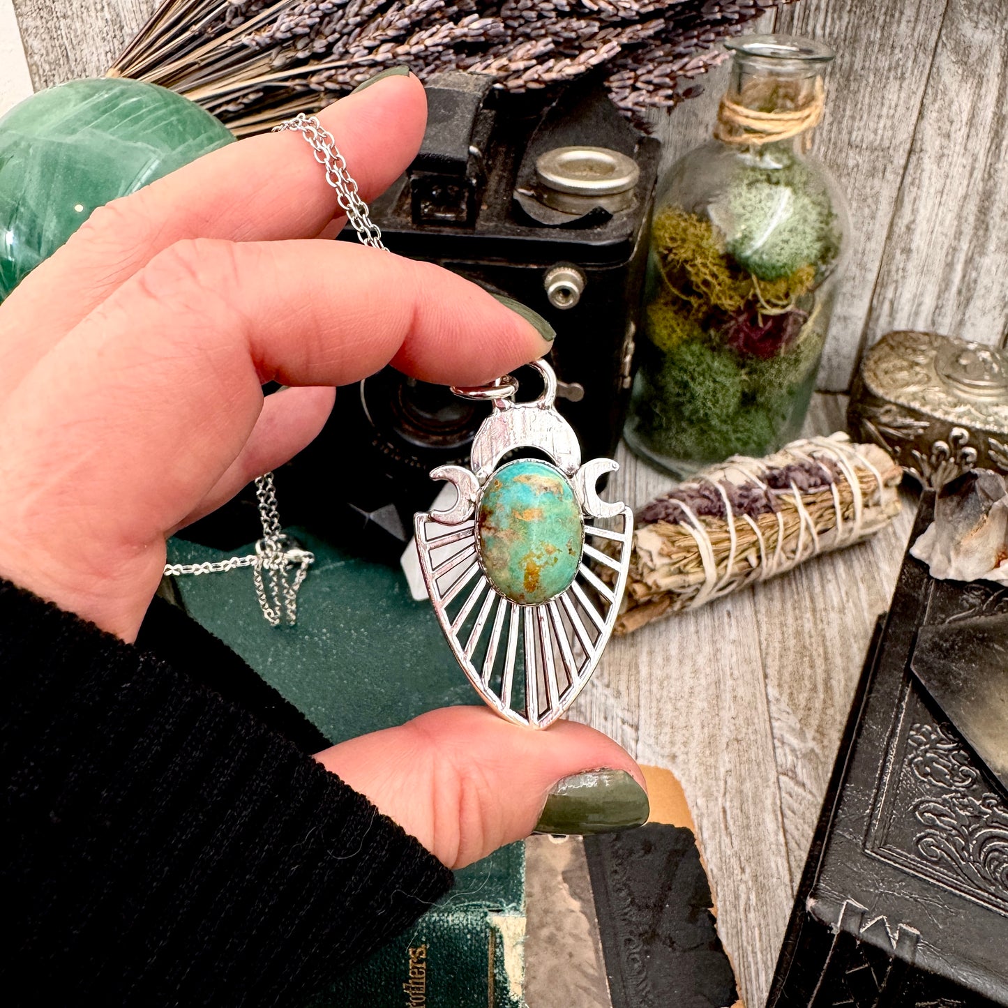 Tibetan Turquoise Necklace in Fine Silver / Foxlark Collection - One of a Kind