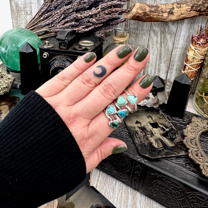 Handmade Tibetan Turquoise Ring in Fine Silver / Size 6.5 8 9 10 10.5 / Foxlark Collection FOXLARK