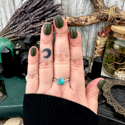 Handmade Tibetan Turquoise Ring in Fine Silver / Size 6.5 8 9 10 10.5 / Foxlark Collection FOXLARK