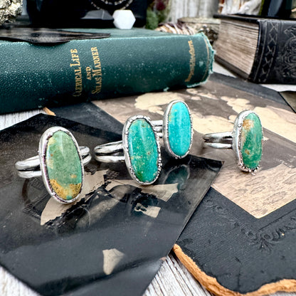 Handmade Tibetan Turquoise Ring in Fine Silver / Size 7 8 9 / Foxlark Collection FOXLARK