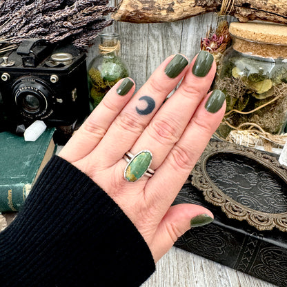 Handmade Tibetan Turquoise Ring in Fine Silver / Size 7 8 9 / Foxlark Collection FOXLARK
