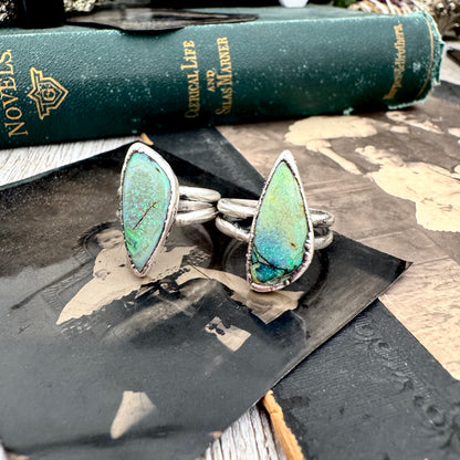 Handmade Sterling Opal Ring in Fine Silver / Size 7 8 9 9.5 / Foxlark Collection FOXLARK