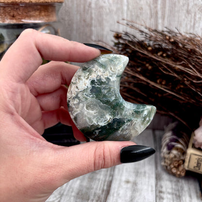 Moss Agate Crystal Moon / FoxlarkCrystals