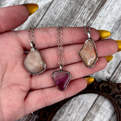 Dainty Pebble Necklace in Citrine, Amethyst, and Rose Quartz in Silver / Foxlark Collection