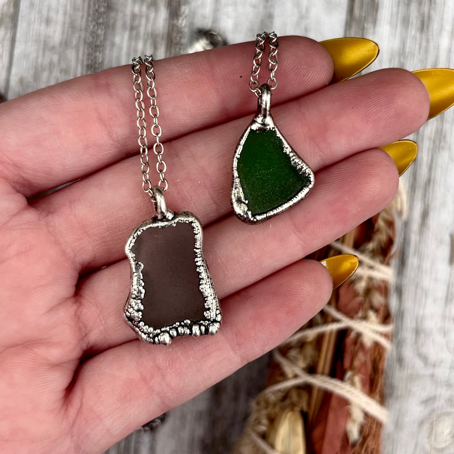 Dainty Sea Glass Necklace in Silver / Foxlark Collection