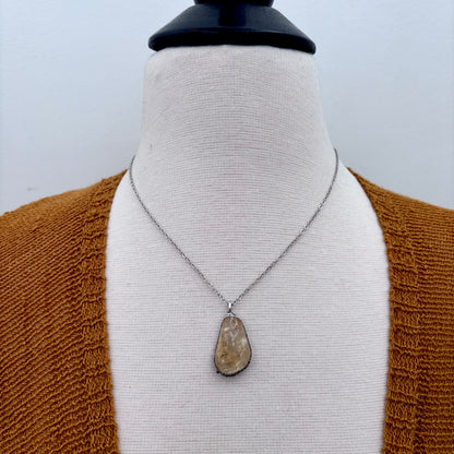 Dainty Pebble Necklace in Citrine, Amethyst, and Rose Quartz in Silver / Foxlark Collection