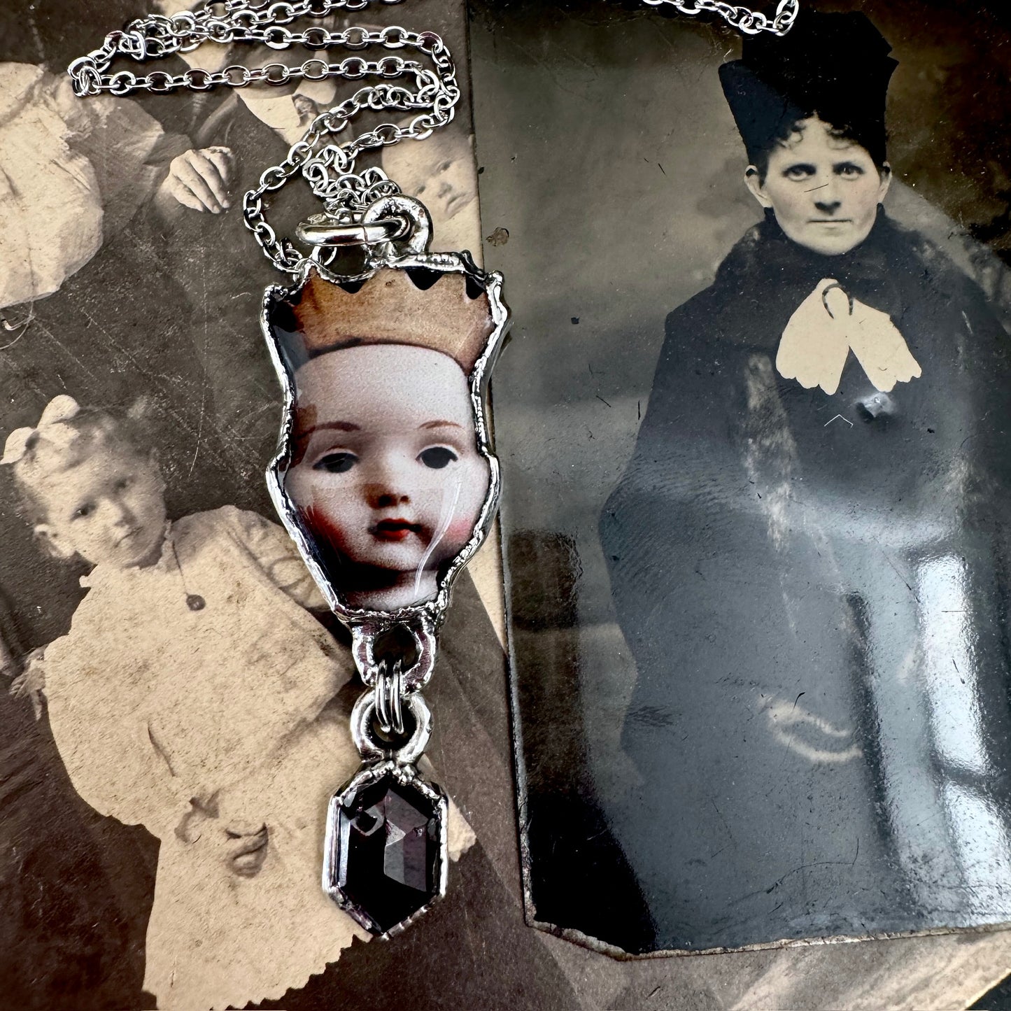 The Weirdlings - Fine Silver Necklace with Garnet / One of a Kind