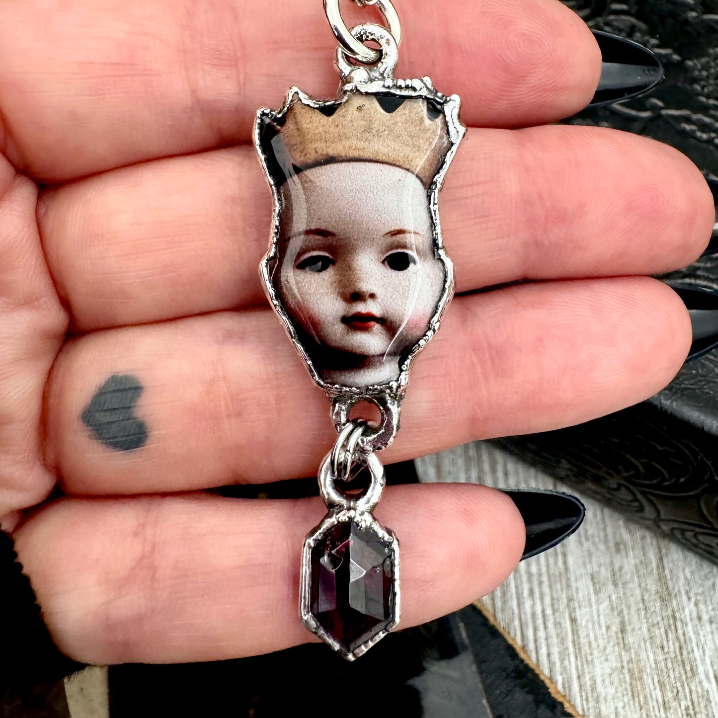 The Weirdlings - Fine Silver Necklace with Garnet / One of a Kind
