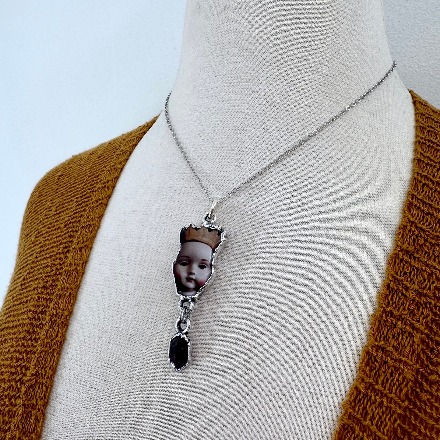 The Weirdlings - Fine Silver Necklace with Garnet / One of a Kind