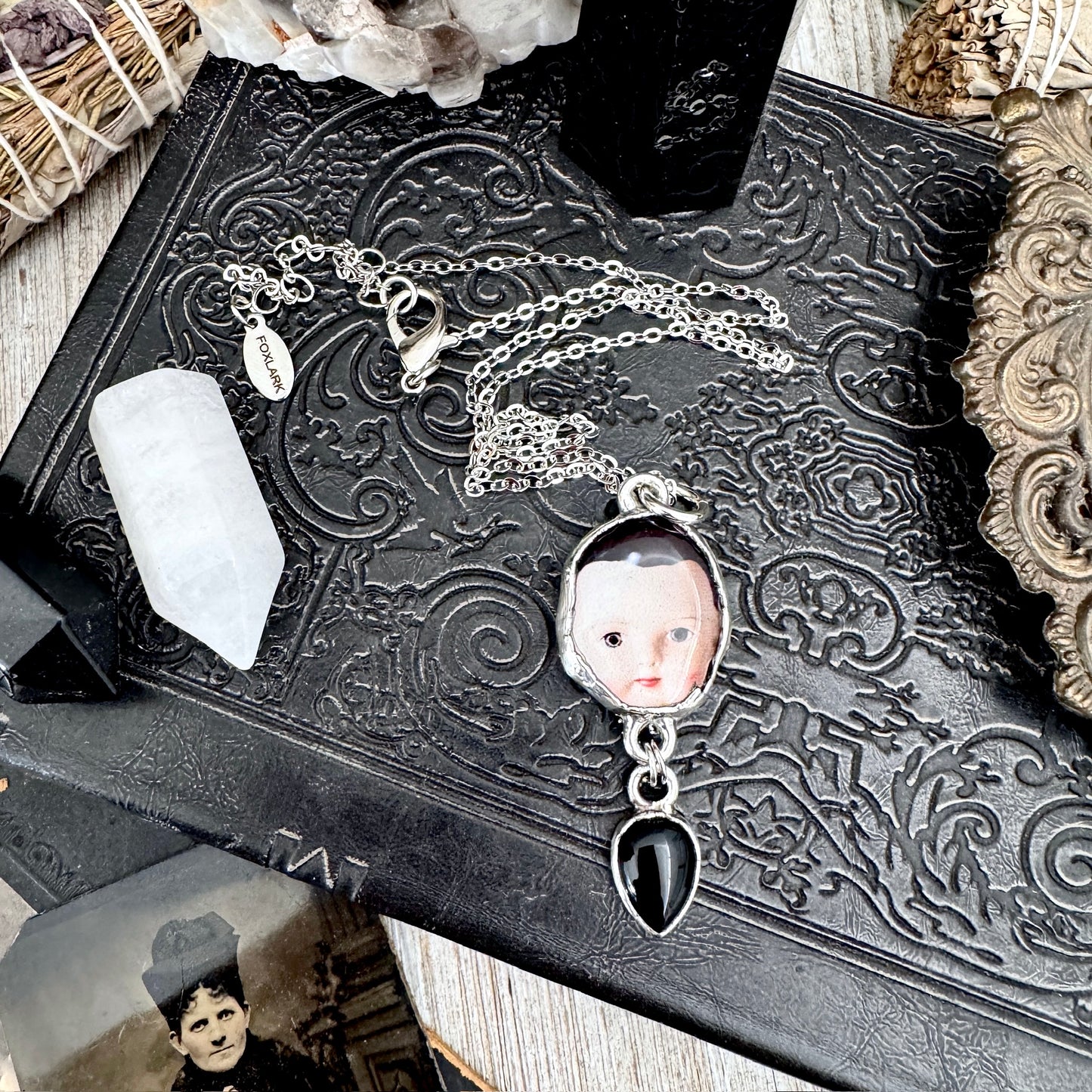 The Weirdlings - Fine Silver Necklace with Obsidian / One of a Kind FOXLARK