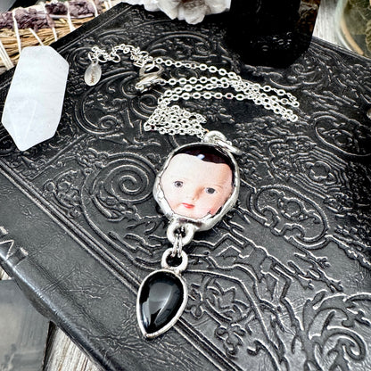 The Weirdlings - Fine Silver Necklace with Obsidian / One of a Kind FOXLARK