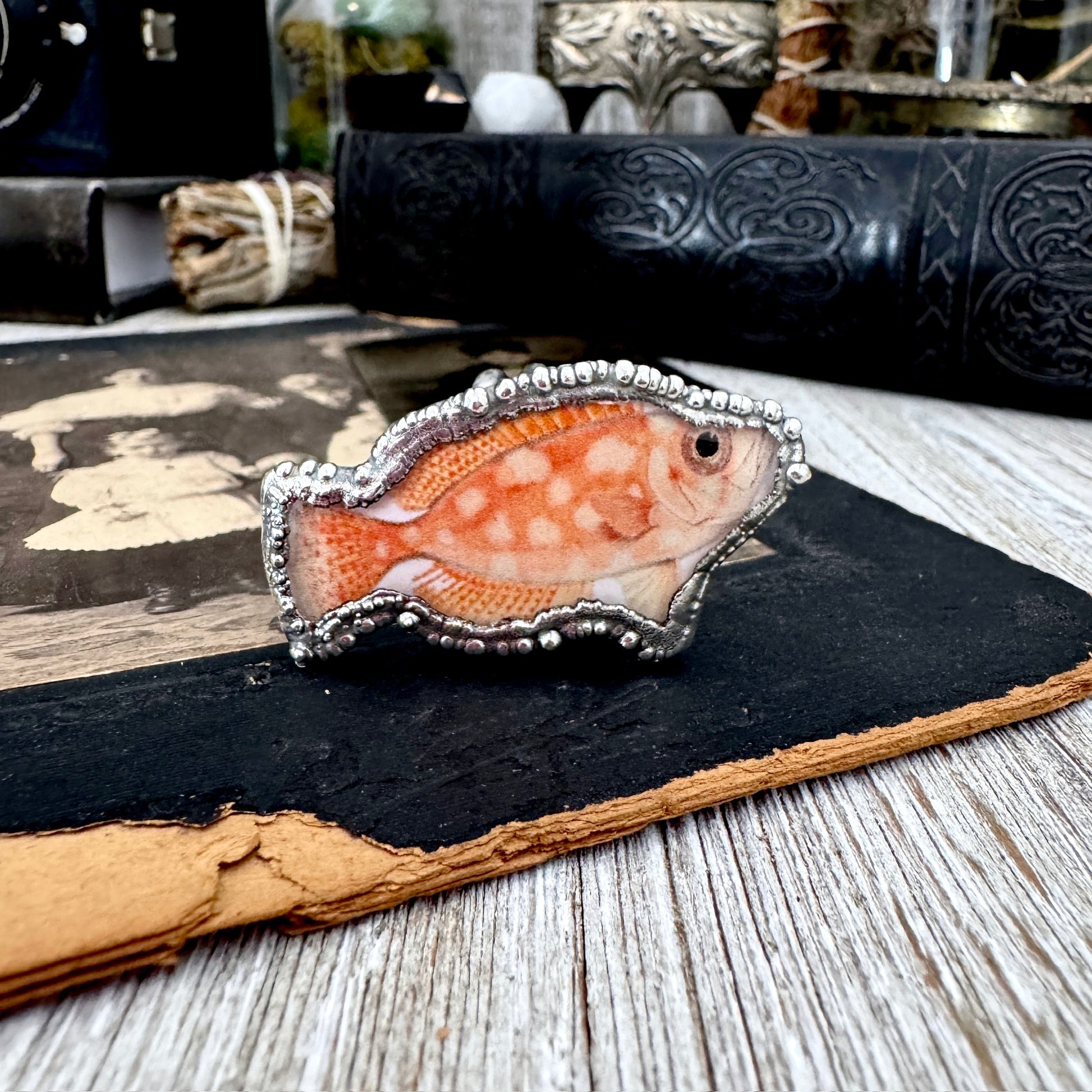 Vintage Fish- Fine Silver Ring Size 9 The Paper Projects Collection / One of a Kind FOXLARK
