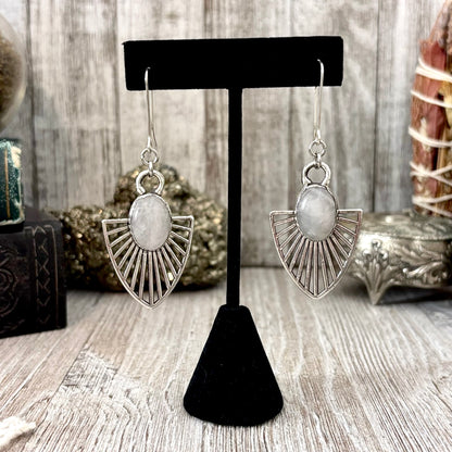 Rose Quartz Fine Silver Crystal Dangle Earrings / Long Dangle Witchy Earrings