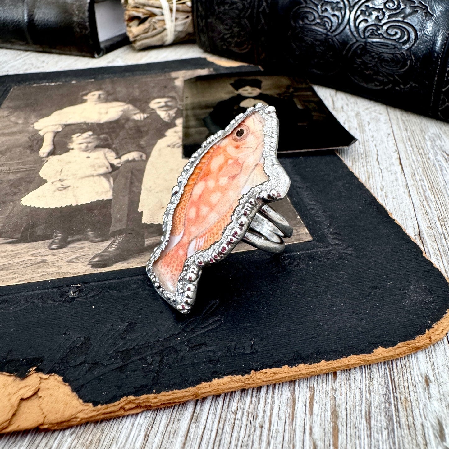 Vintage Fish- Fine Silver Ring Size 9 The Paper Projects Collection / One of a Kind FOXLARK