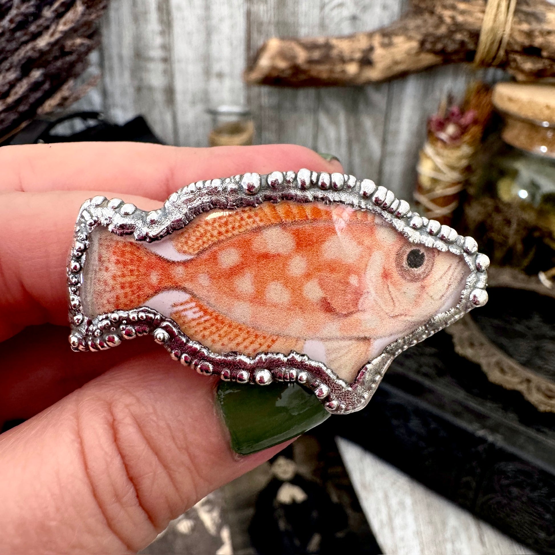 Vintage Fish- Fine Silver Ring Size 9 The Paper Projects Collection / One of a Kind FOXLARK
