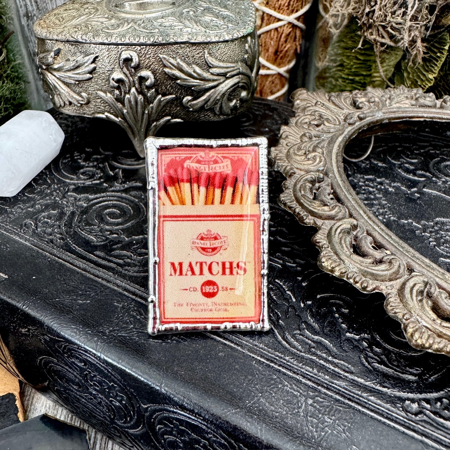 Vintage Matchbox- Fine Silver Ring Size 10 The Paper Projects Collection / One of a Kind FOXLARK