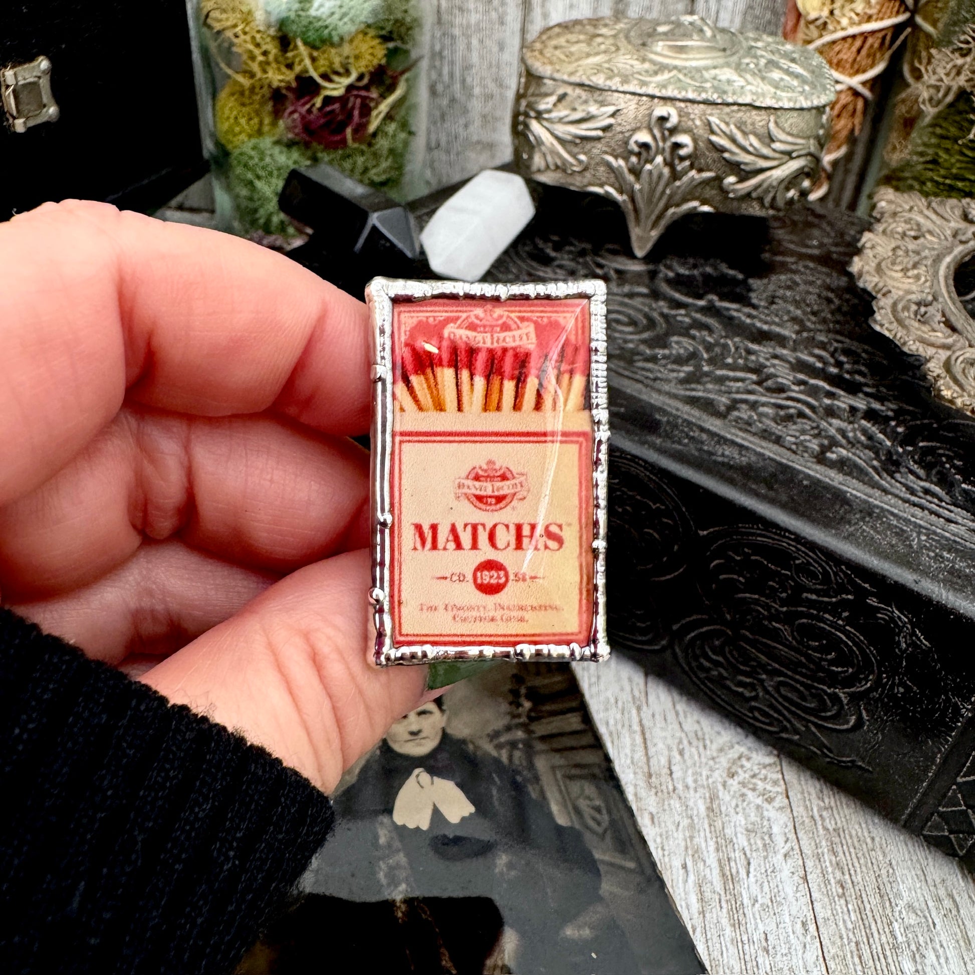 Vintage Matchbox- Fine Silver Ring Size 10 The Paper Projects Collection / One of a Kind FOXLARK
