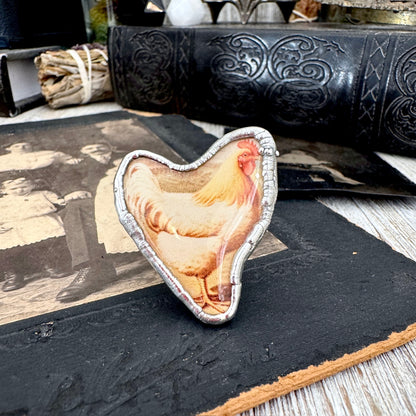 Vintage Chicken (Medium)- Fine Silver Ring Size 7.5 The Paper Projects Collection / One of a Kind FOXLARK