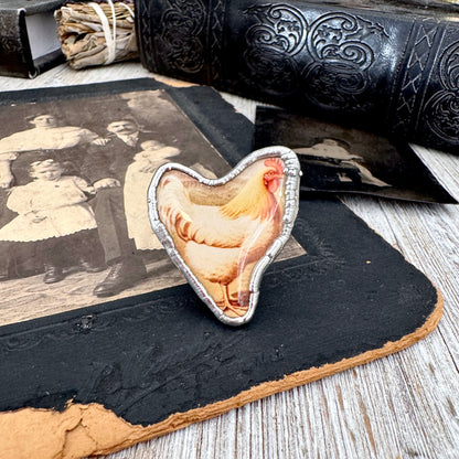 Vintage Chicken (Medium)- Fine Silver Ring Size 7.5 The Paper Projects Collection / One of a Kind FOXLARK
