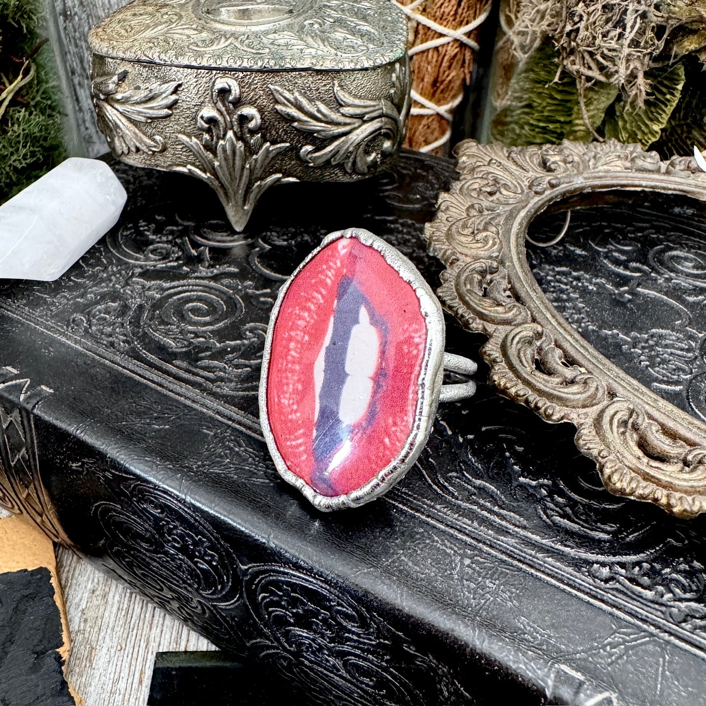 Vintage Lips- Fine Silver Ring Size 10.5 The Paper Projects Collection / One of a Kind FOXLARK