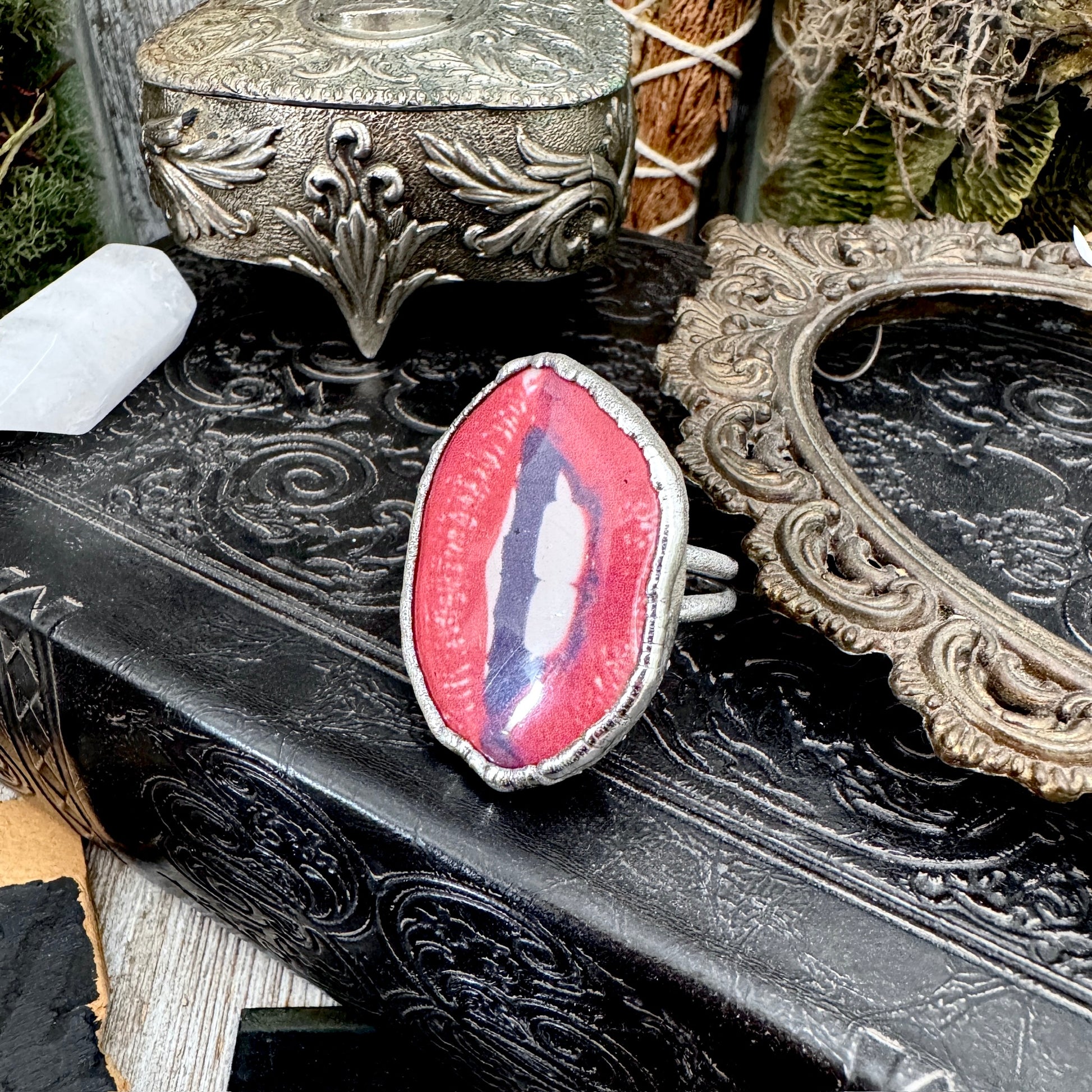 Vintage Lips- Fine Silver Ring Size 10.5 The Paper Projects Collection / One of a Kind FOXLARK