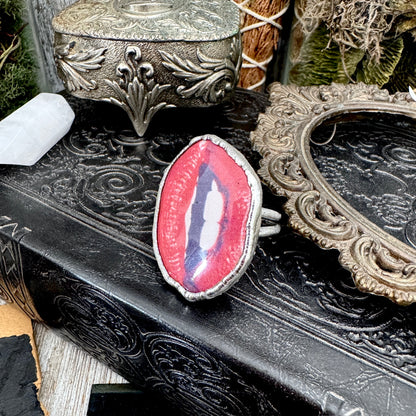 Vintage Lips- Fine Silver Ring Size 10.5 The Paper Projects Collection / One of a Kind FOXLARK