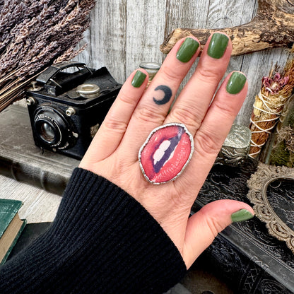 Vintage Lips- Fine Silver Ring Size 10.5 The Paper Projects Collection / One of a Kind FOXLARK