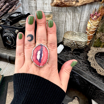 Vintage Lips- Fine Silver Ring Size 10.5 The Paper Projects Collection / One of a Kind FOXLARK