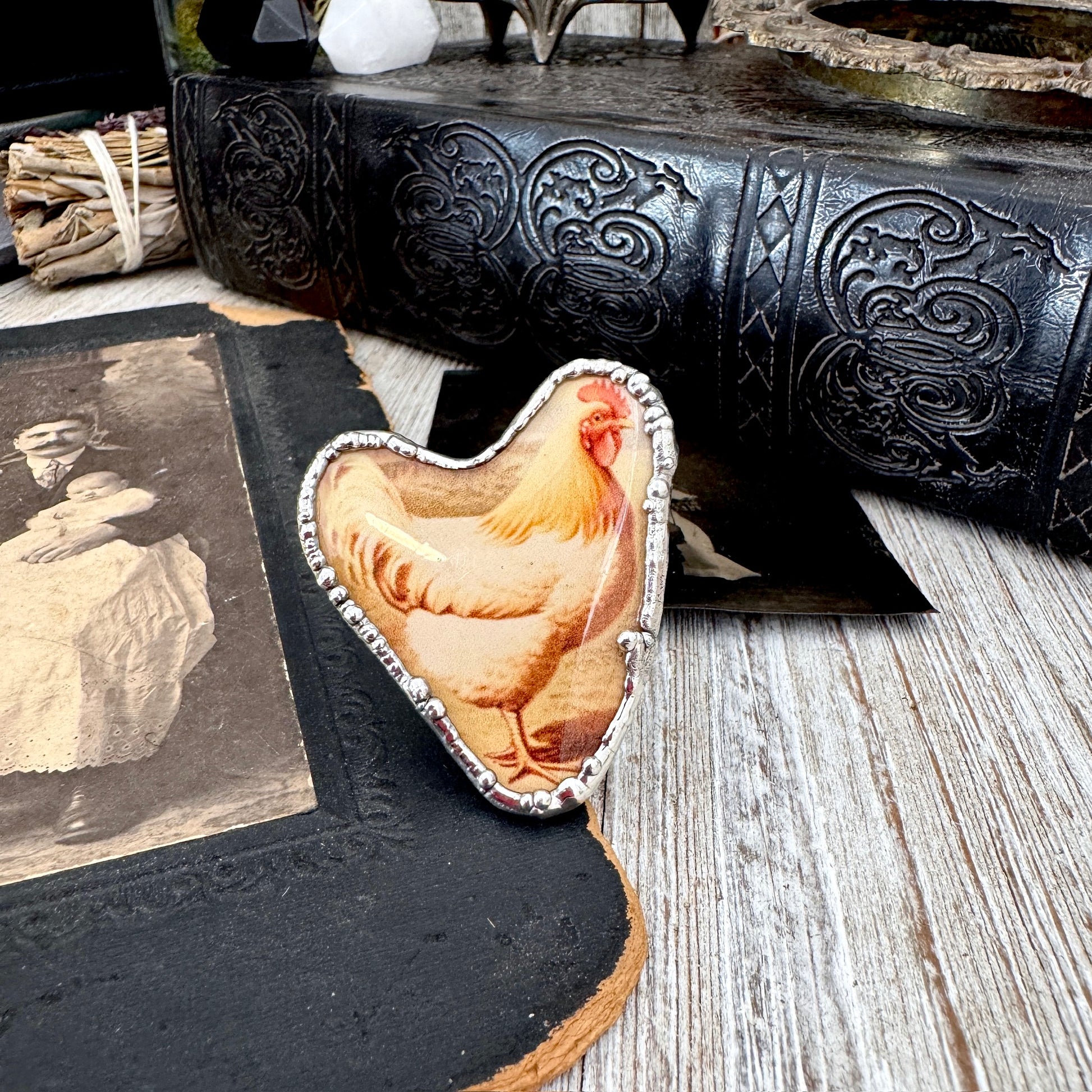 Vintage Chicken (Big)- Fine Silver Ring Size 10 The Paper Projects Collection / One of a Kind FOXLARK