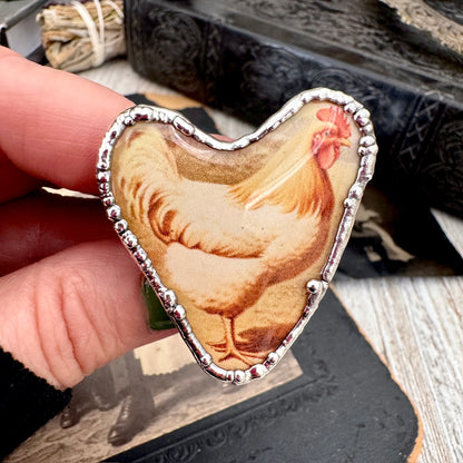 Vintage Chicken (Big)- Fine Silver Ring Size 10 The Paper Projects Collection / One of a Kind FOXLARK