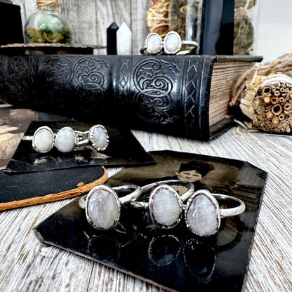 Rainbow Moonstone Ring Fine Silver Small faceted Stone Ring Size 6 7 8 9 10 11 / Foxlark Collection FOXLARK