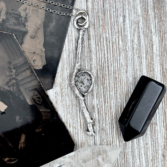 Graphite Included Quartz Crystal Necklace in Silver / Sticks & Stones Collection