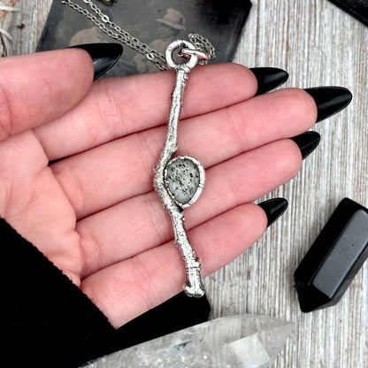 Graphite Included Quartz Crystal Necklace in Silver / Sticks & Stones Collection