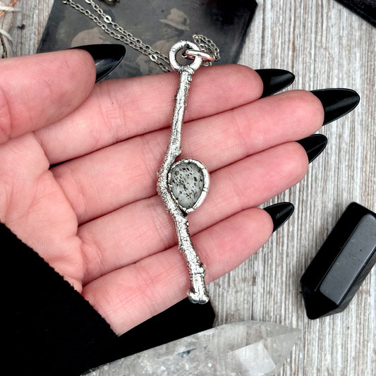Graphite Included Quartz Crystal Necklace in Silver / Sticks & Stones Collection