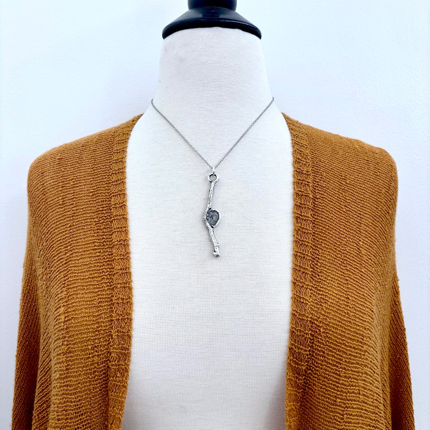 Graphite Included Quartz Crystal Necklace in Silver / Sticks & Stones Collection