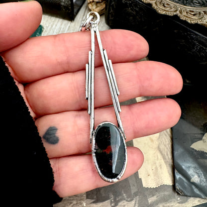 Bloodstone Crystal Necklace in Fine Silver / Foxlark Collection - One of a Kind