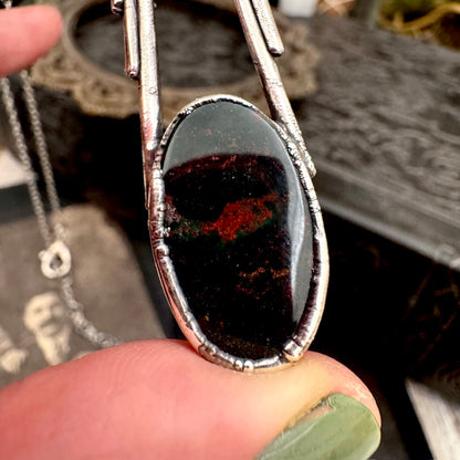 Bloodstone Crystal Necklace in Fine Silver / Foxlark Collection - One of a Kind