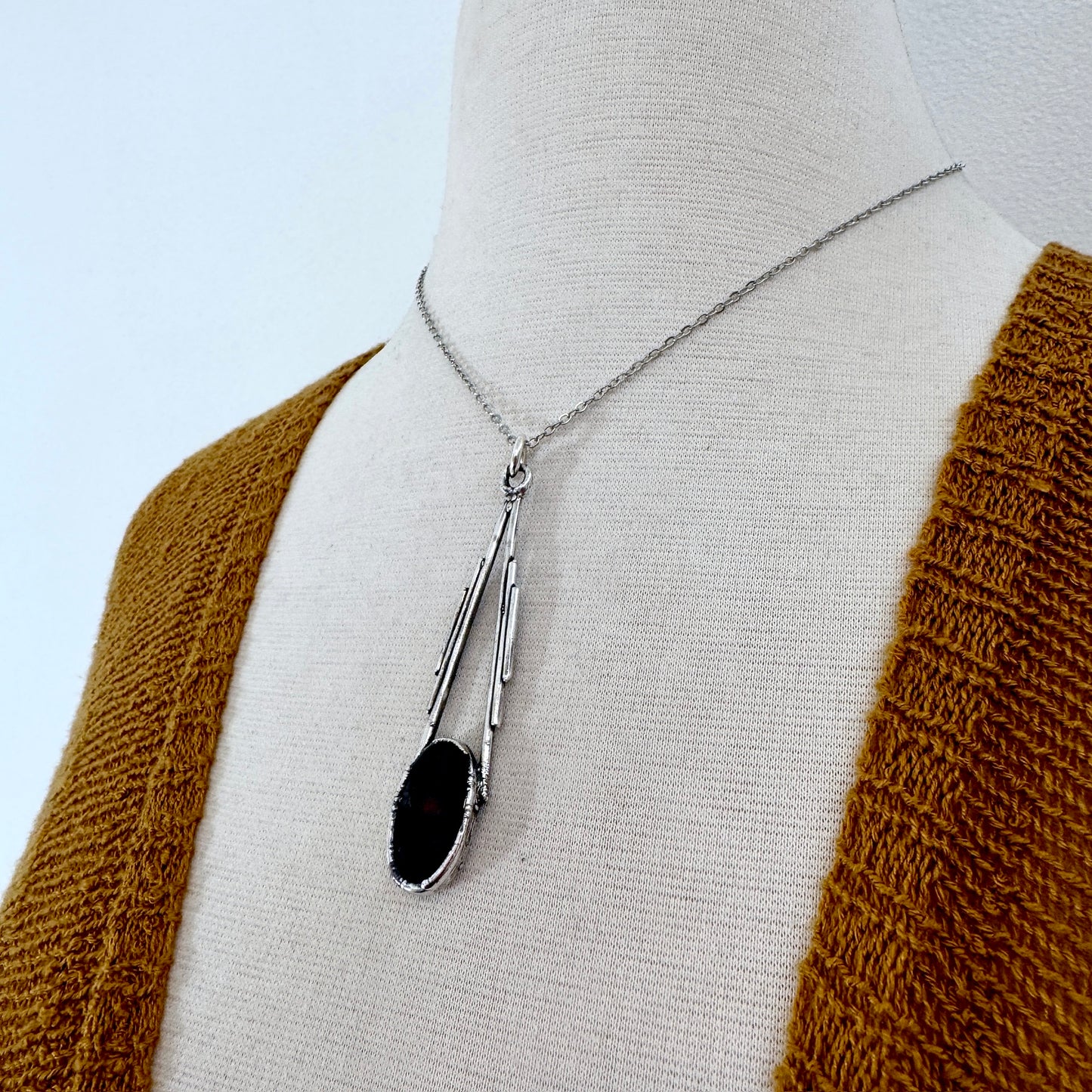 Bloodstone Crystal Necklace in Fine Silver / Foxlark Collection - One of a Kind