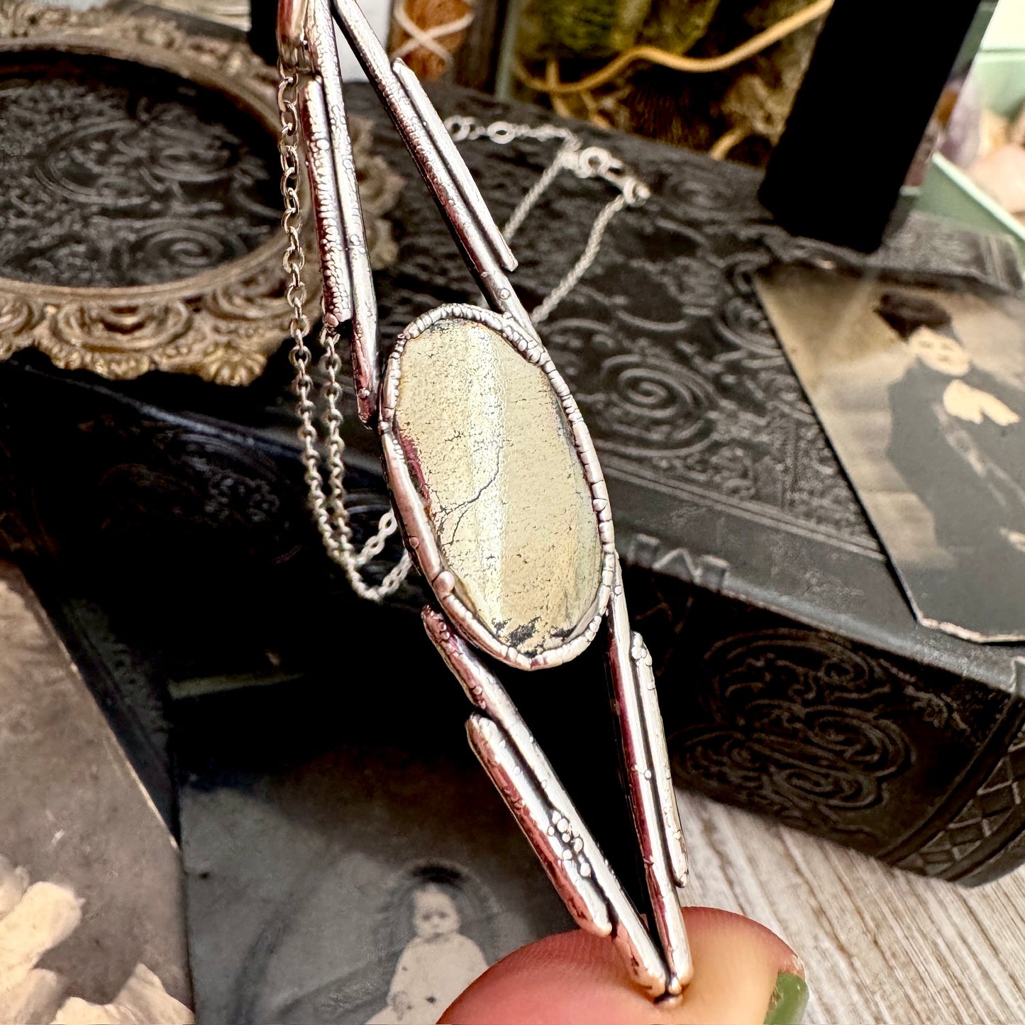 Pyrite Crystal Necklace in Fine Silver / Foxlark Collection - One of a Kind