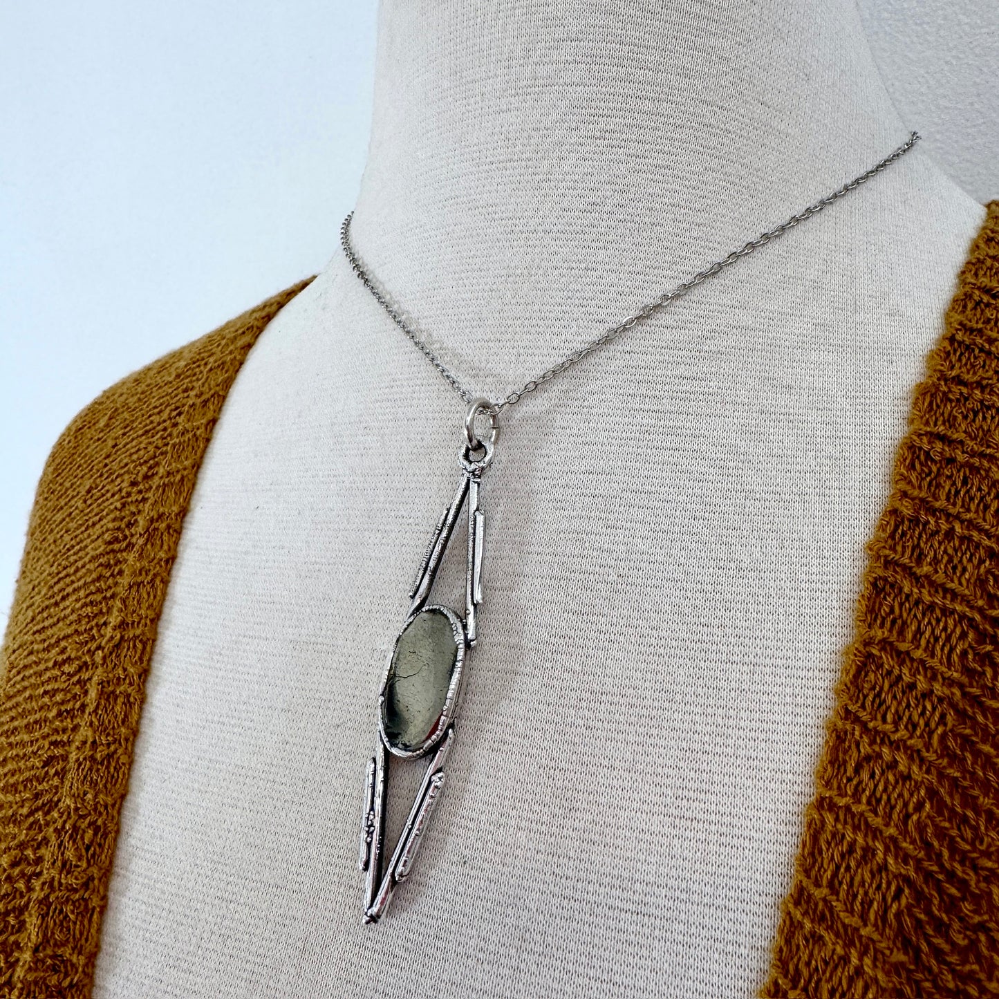 Pyrite Crystal Necklace in Fine Silver / Foxlark Collection - One of a Kind