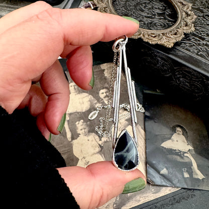 Spiderweb Obsidian Crystal Necklace in Fine Silver / Foxlark Collection - One of a Kind FOXLARK