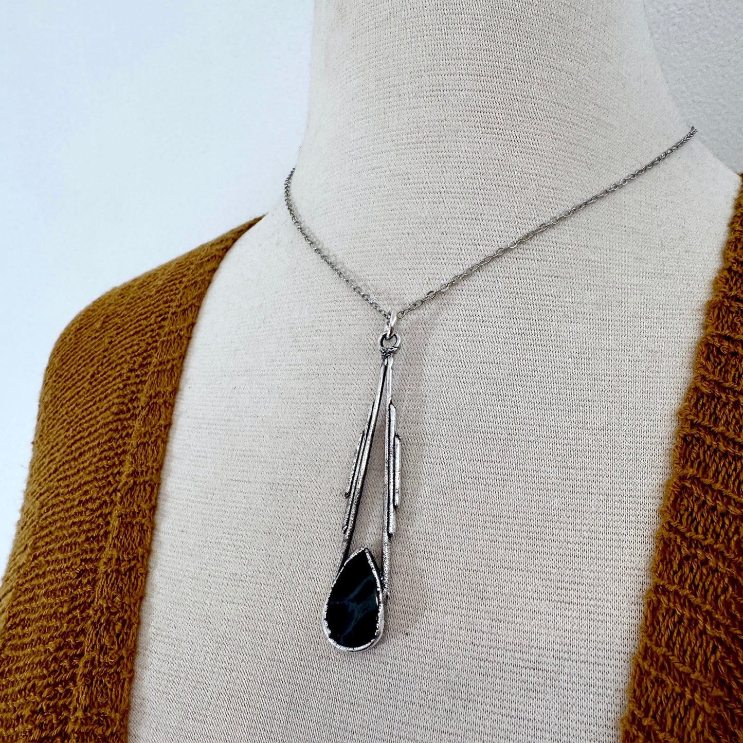 Spiderweb Obsidian Crystal Necklace in Fine Silver / Foxlark Collection - One of a Kind FOXLARK