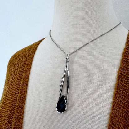 Spiderweb Obsidian Crystal Necklace in Fine Silver / Foxlark Collection - One of a Kind FOXLARK