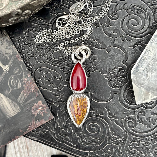 Multi Stone Carnelian Jasper Crystal Necklace Fine Silver / Foxlark Collection