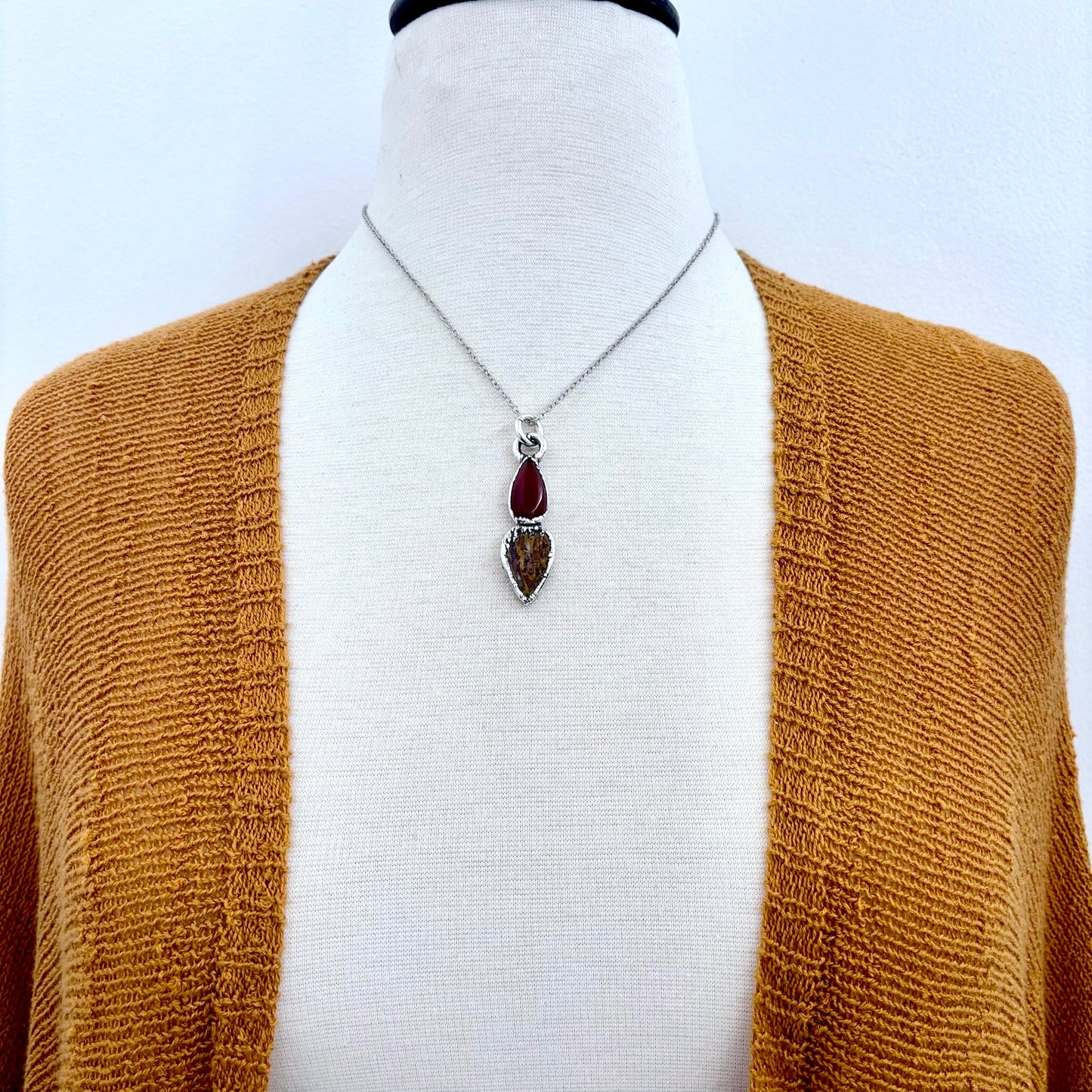 Multi Stone Carnelian Jasper Crystal Necklace Fine Silver / Foxlark Collection